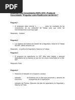 RAP2 - EV01 Prueba de Conocimiento Preguntas Sobre Planificación Del SG-SST