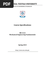 Course Specification Mechanical Engineering Fundamentals