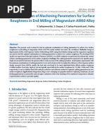 Optimization of Machining Parameters For Surface Roughness in End Milling of Magnesium AM60 Alloy