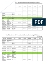 Time Table Summer 2019, Department of Electrical Engineering, UET Lahore