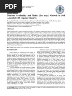 Nutrient Availability and Maize (Zea Mays) Growth in Soil