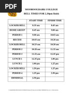 Bell Times For A 2.30pm Finish