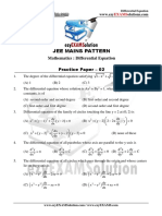 Jee Mains Pattern: Mathematics: Differential Equation Practice Paper - 02