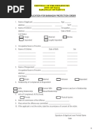 Application For Barangay Protection Order