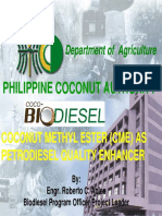 Philippine Coconut Authority: Coconut Methyl Ester (Cme) As Petrodiesel Quality Enhancer