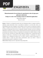 Dimensionamento de Um Sistema de Aquecimento Solar de Água para Aplicações Industriais