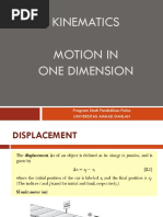 Kinematics Motion in One Dimension: Program Studi Pendidikan Fisika Universitas Ahmad Dahlan