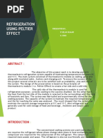 Refrigeration Using Peltier Effect: Presented By, P.Selva Kumar K.Vino