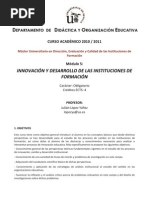 Innovación y Desarrollo de Las Instituciones de Formación