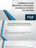 Communicative Competence Strategies in Various Speech Situations