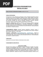 Conteúdos Programáticos EDITAL #01/2019: Cargo de Ensino Fundamental Completo: Auxiliar de Turma