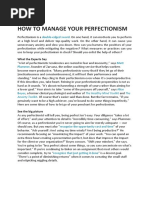 How To Manage Your Perfectionism: Double-Edged Sword