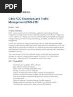 Citrix ADC Essentials and Traffic Management (CNS-220) : Duration: 5 Days