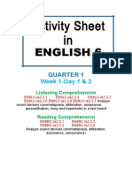 Activity Sheet In: English 6