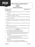 Odm Public School, Bhubaneswar: Class X Science Model Test Paper-1