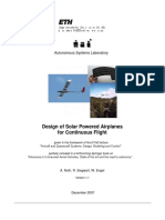 Design of Solar Powered Airplanes For Continuous Flight: Autonomous Systems Laboratory