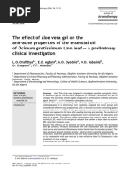 The Effect of Aloe Vera Gel On The Anti-Acne Properties of The Essential Oil of Ocimum Gratissimum Linn Leaf