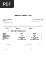 Materials Delivery Form: Supply of Water Level Controller (BD01/1) Supply of Water Level Controller (BD02/2)