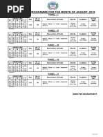 Interview Programme For The Month of August, 2019: Panel - I