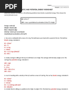 Kinetic and Potential Energy HW 1 Answers