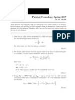 SPA6311 Physical Cosmology, Spring 2017: Exercise Sheet 4 Dr. K. Malik