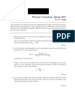 SPA6311 Physical Cosmology, Spring 2017: Exercise Sheet 5 Dr. K. Malik