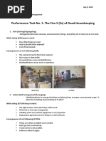 Performance Task No. 1: The Five S (5s) of Good Housekeeping