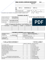 House Cleaning / Janitorial Income & Expense Worksheet: Full Time YES NO