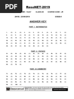 Resonet-2019: Answer Key