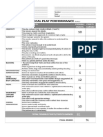 Theatrical Play Performance Rubric