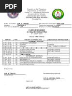 4.5 Day Work Week Plan: Class Program