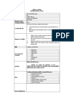 Daily Lesson Plan Mathematics of Year 4 Date Class Time Area Topic Standard Content Learning Standards