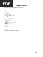 Experiment No. 1: AIM: Matlab Program To Generate Sine and Cosine Wave. Apparatus Used: Matlab R2016A. Matlab Code