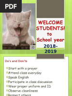 Welcome Students! To School Year