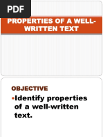 Properties of A Well-Written Text