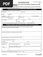 Declaration Concerning A Lost, Stolen, Inaccessible, Damaged or Found Canadian Travel Document