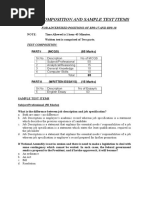 Test Composition and Sample Test Items: For Advertised Positions of Bps-17 and Bps-18