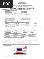 Pre/Post Examination in Science 8: Leonor M. Bautista National High School