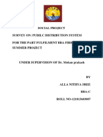 Social Project Survey On: Pubilc Distribution System For The Part Fulfilment Bba First Year Summer Project