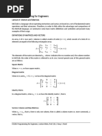 Lecture 4, Vectors and Matrices-1