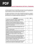 Declaración Anual de Independencia Del Socio y Empleados