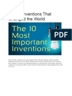 Top 10 Inventions That Changed The World