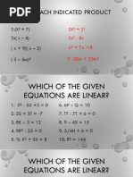 Find Each Indicated Product: 2s (S - 4) (X + 9) (X - 2) (3 - 5m)