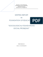 Written Report IN Foundation of Education I: "Sociological Foundations: Social Problems"