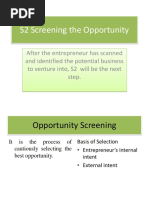 S2 Screening The Opportunity