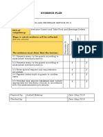 Evidence Plan: Competency Standard: Unit of Competency: Ways in Which Evidence Will Be Collected