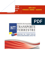 Boletín Estadistico INTT Enero Agosto 2015