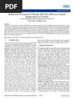 Behaviour of Concrete Utilizing AR Glass Fibre As A Partial Replacement of Cement