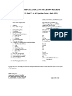 Report of Testing/Examination of Lifting Machine (Unde Section 29, Rule 57-A of Rajasthan Factory Rule, 1951)