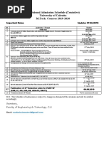 Provisional Admission Schedule (Tentative) University of Calcutta M.Tech. Courses 2019-2020